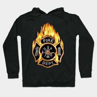 Flaming Gold Firefighter Badge Hoodie